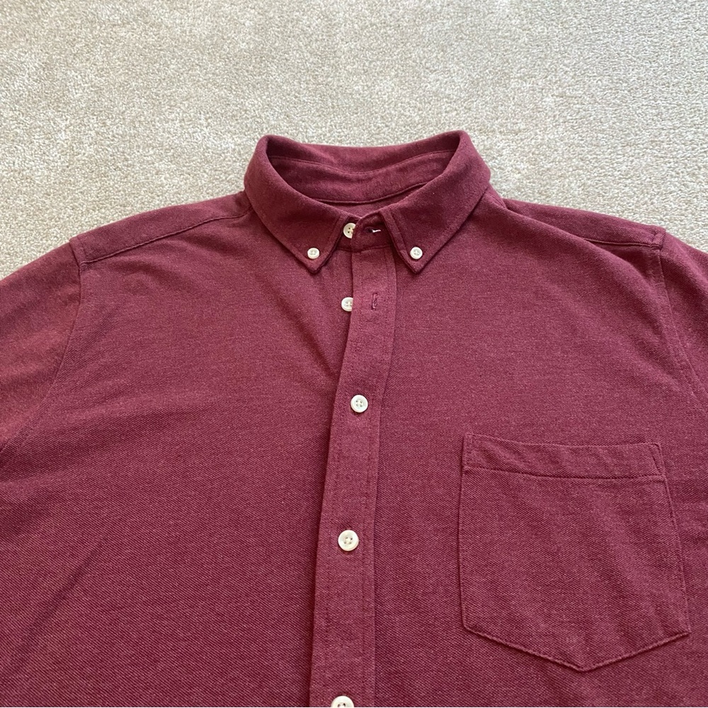 Men’s Goodfellow & Co Maroon long Sleeve Casual Button Up Shirt Size Large - Picture 4 of 4